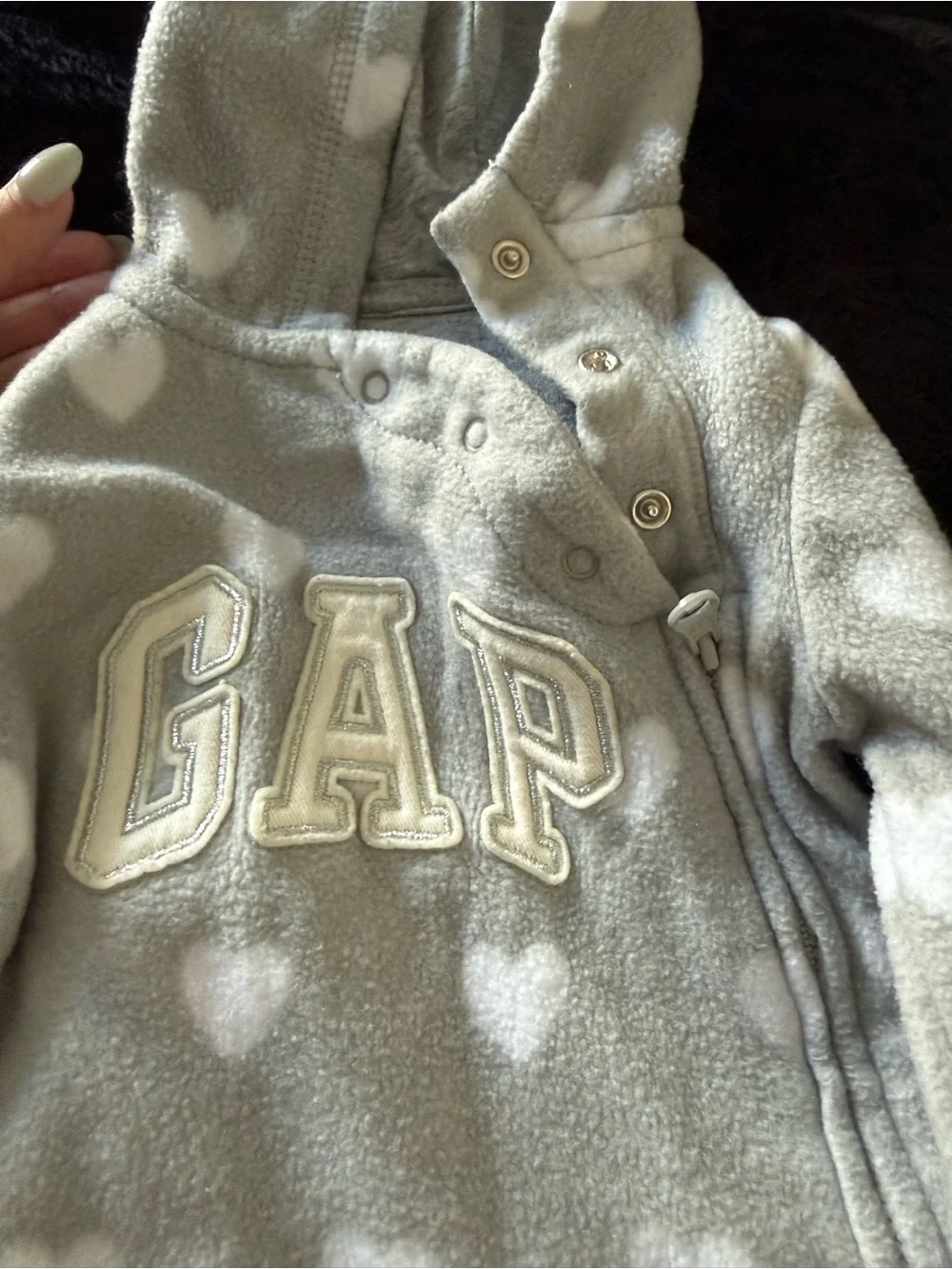 GAP Light Gray Heart Fleece Hooded One-Piece